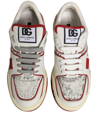 White Red New Roma Graffiti Sneakers Shoes
