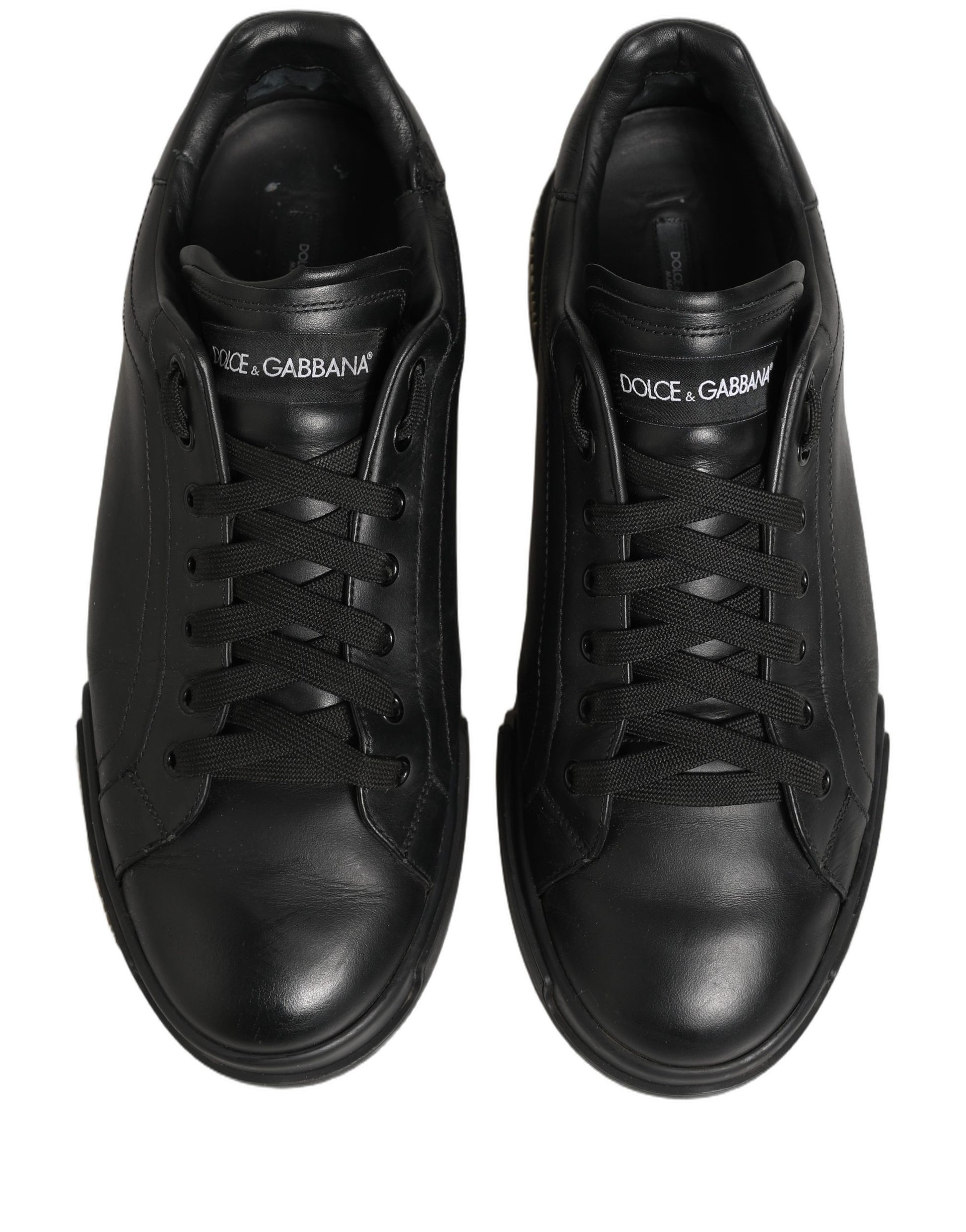 Black Leather Logo Low Top Men Sneakers Shoes