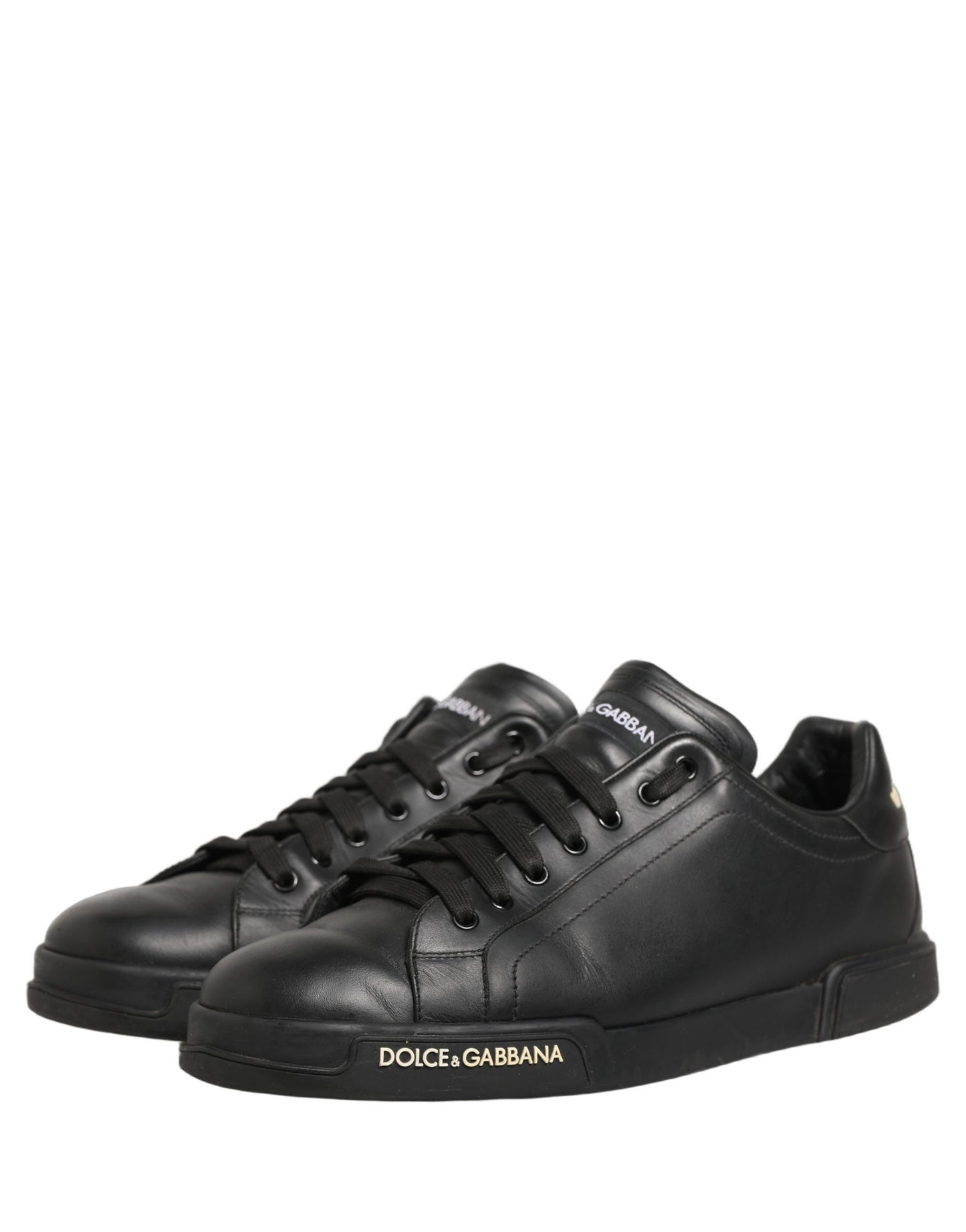 Black Leather Logo Low Top Men Sneakers Shoes