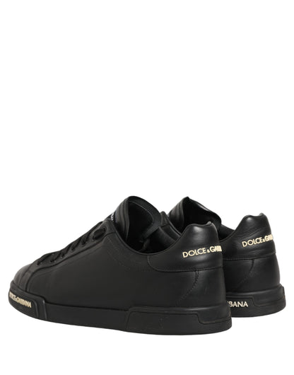 Black Leather Logo Low Top Men Sneakers Shoes