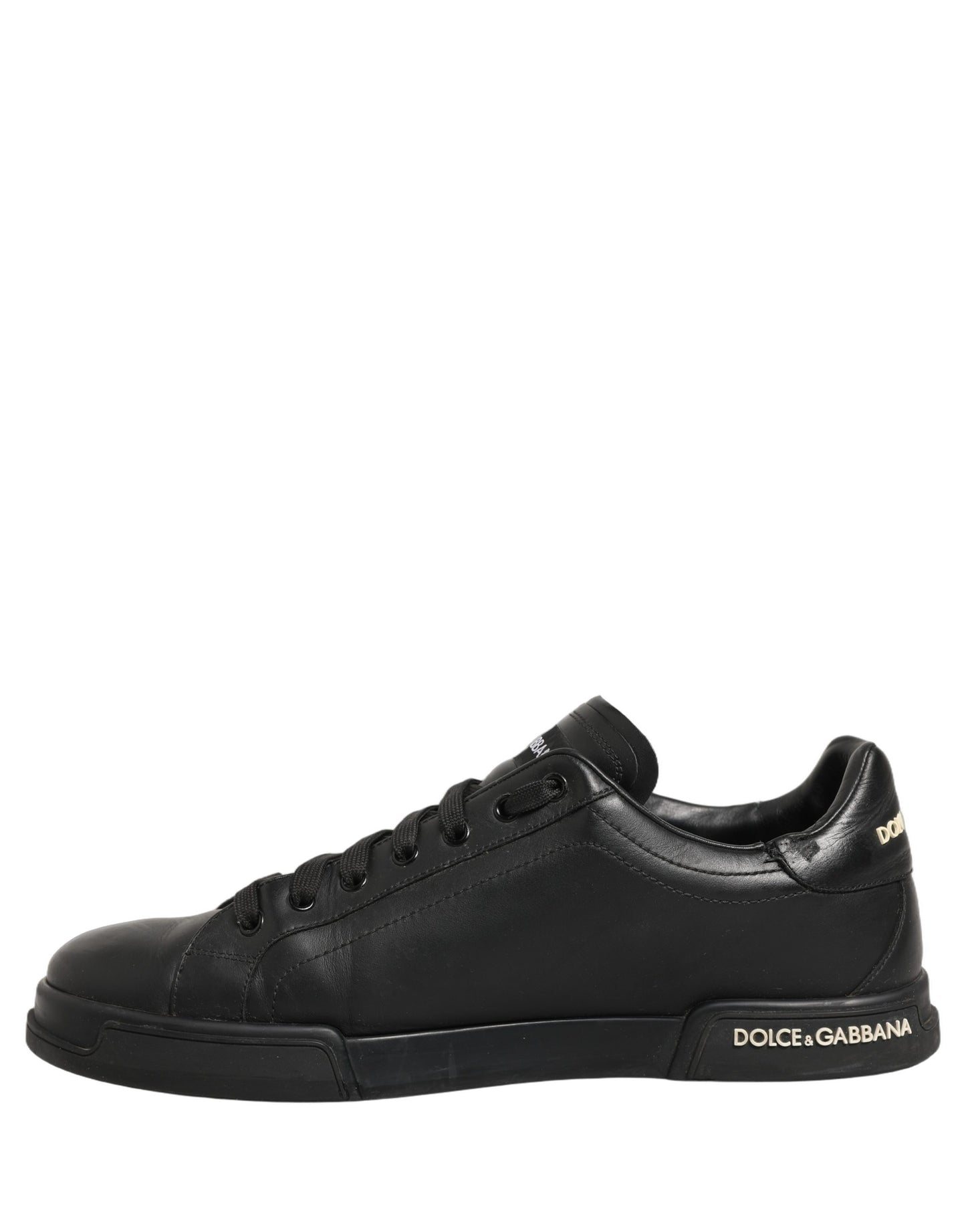 Black Leather Logo Low Top Men Sneakers Shoes