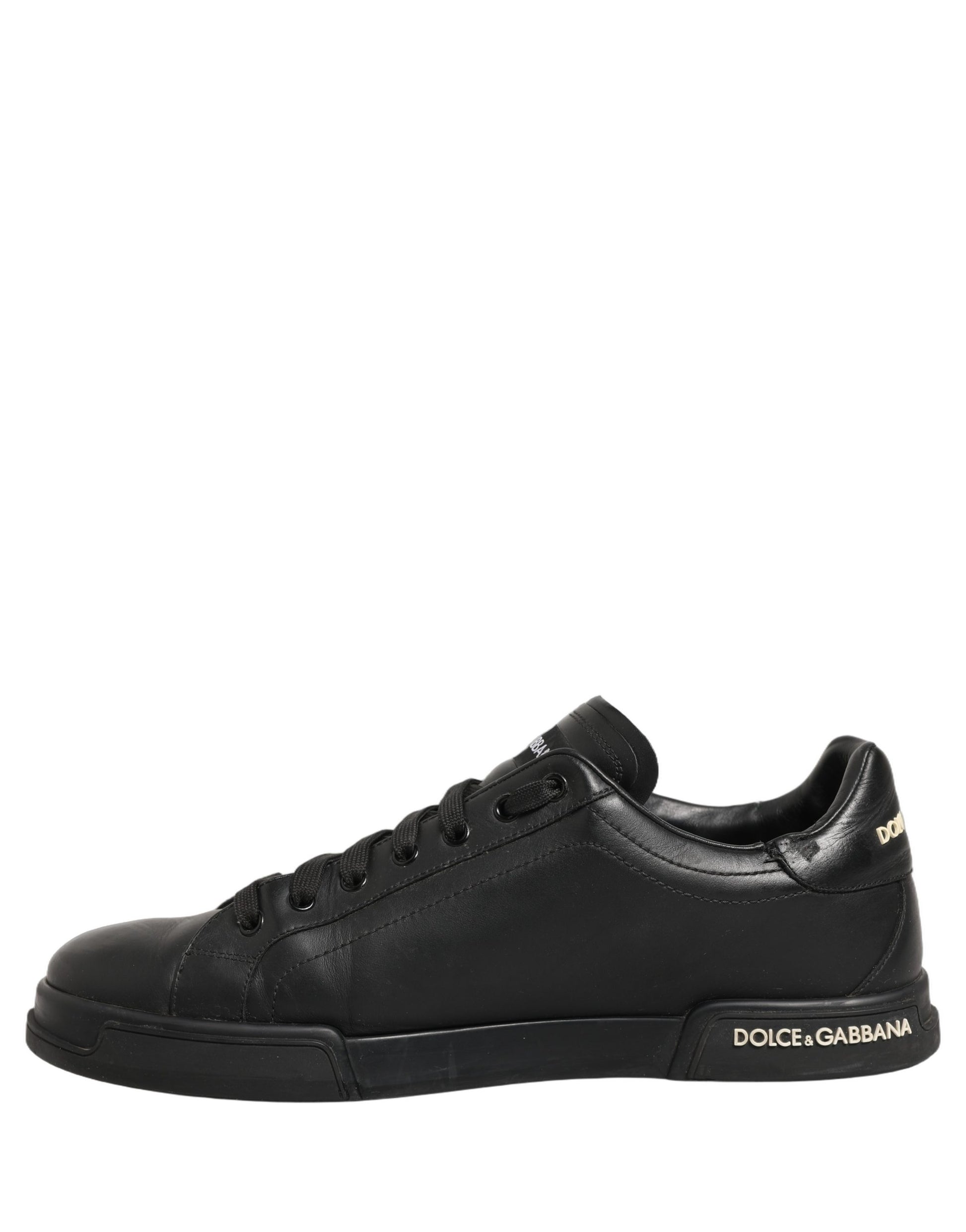 Black Leather Logo Low Top Men Sneakers Shoes