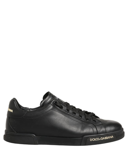 Black Leather Logo Low Top Men Sneakers Shoes