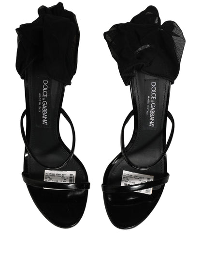 Stiletto Sandals Socks Knee High Boots Black