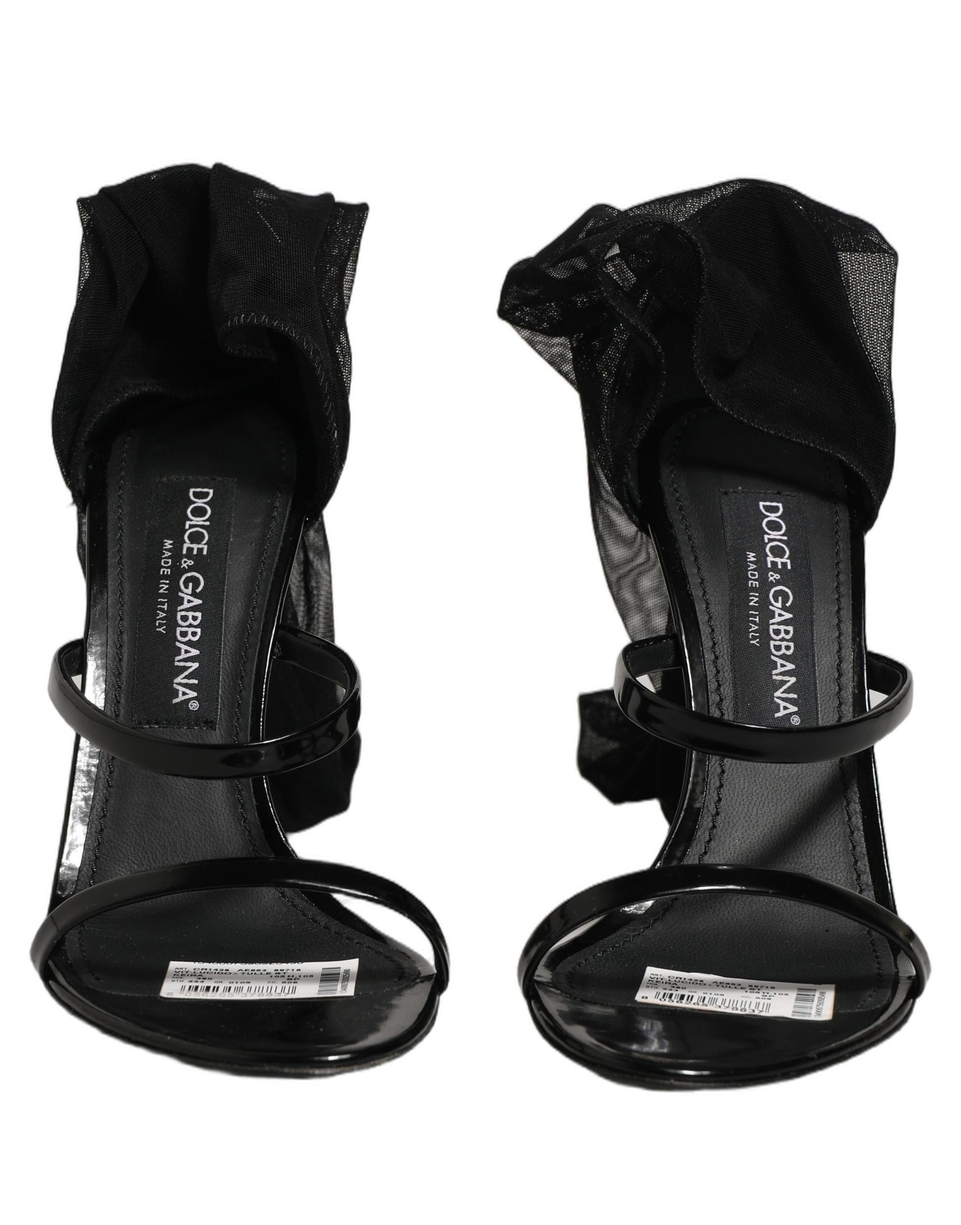 Stiletto Sandals Socks Knee High Boots Black