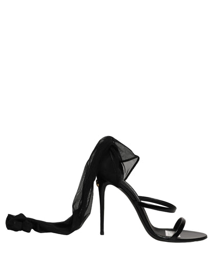 Stiletto Sandals Socks Knee High Boots Black