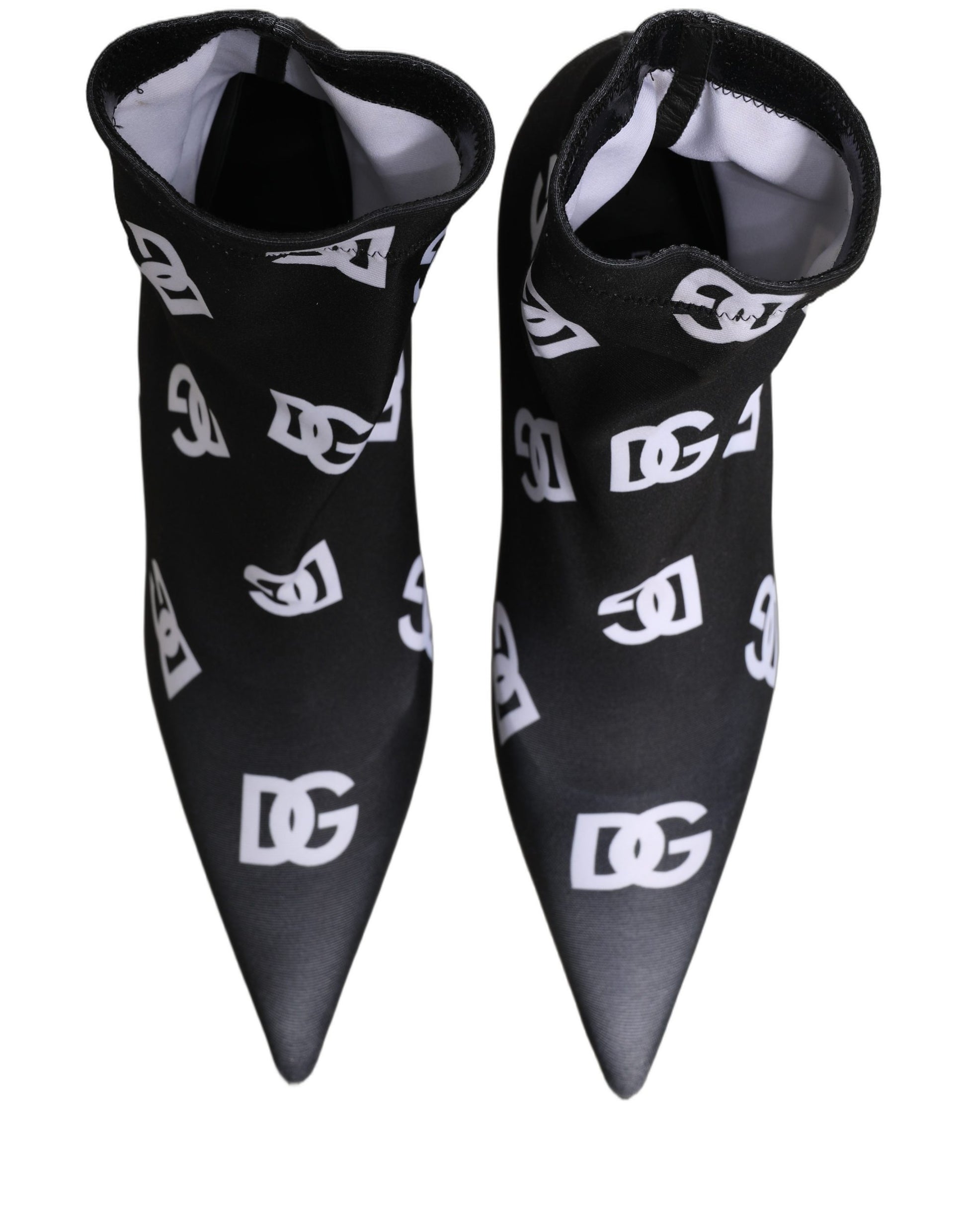 Black Logo Stretch Heels Ankle Boots Shoes