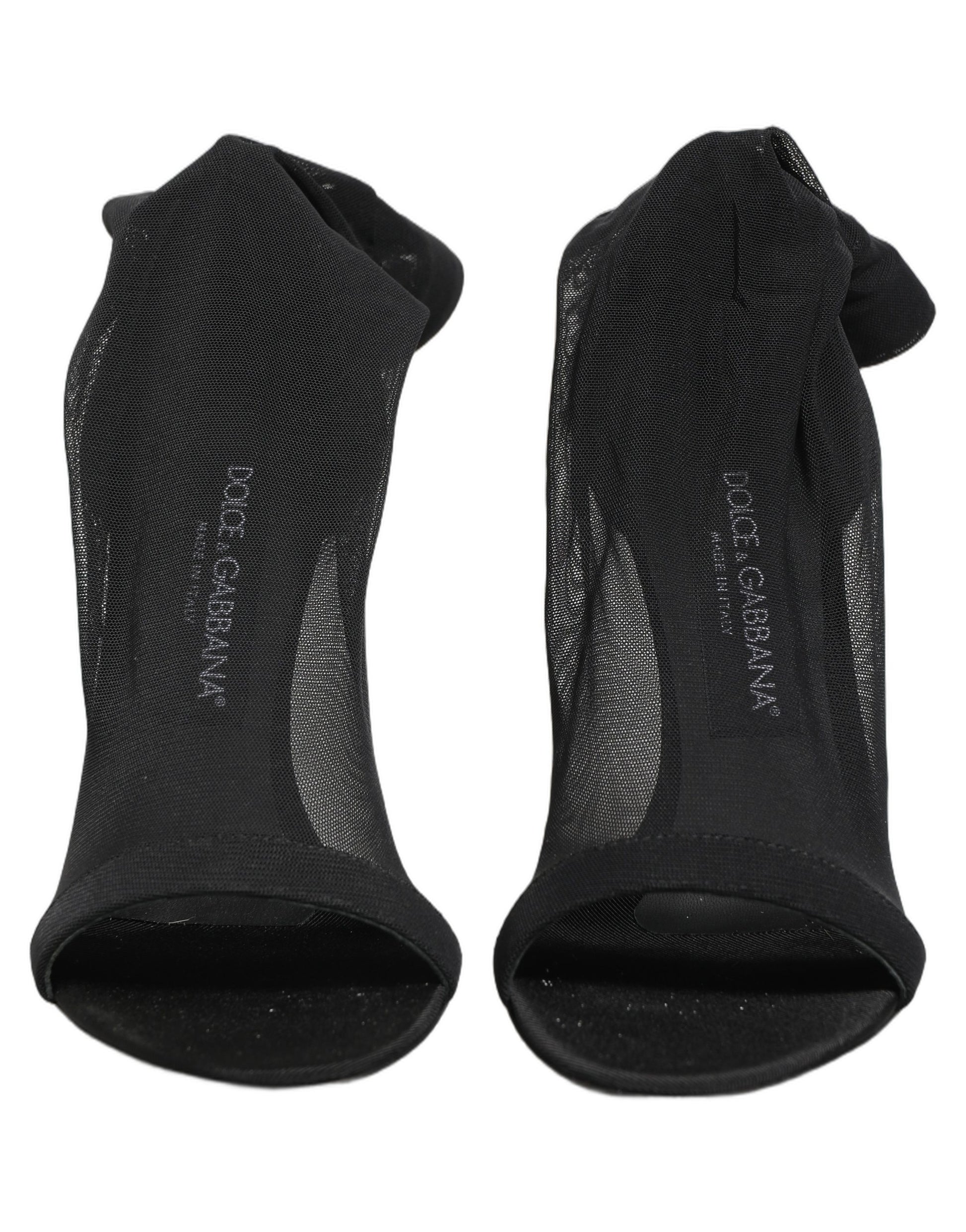 Black Nylon Mesh Sock Style Boots Shoes