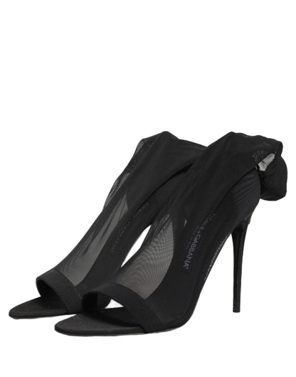Black Nylon Mesh Sock Style Boots Shoes
