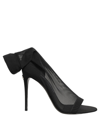 Black Nylon Mesh Sock Style Boots Shoes