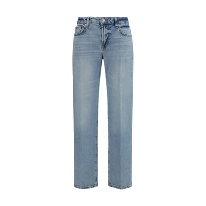 Blue Cotton Straight-Leg Jeans
