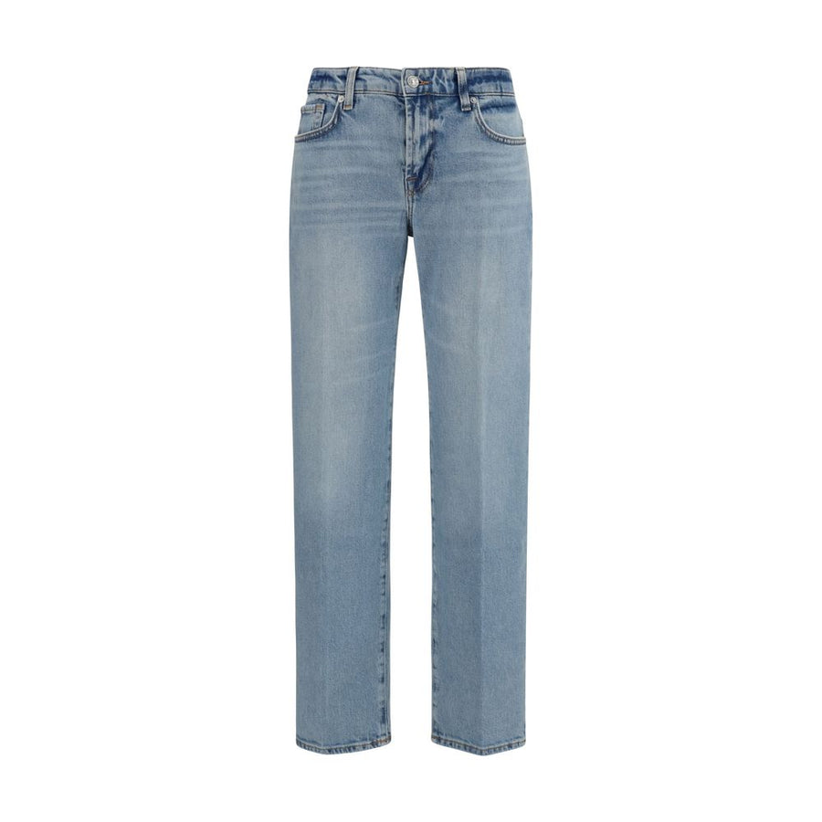 Blue Cotton Straight-Leg Jeans