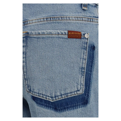 Blue Cotton Straight-Leg Jeans
