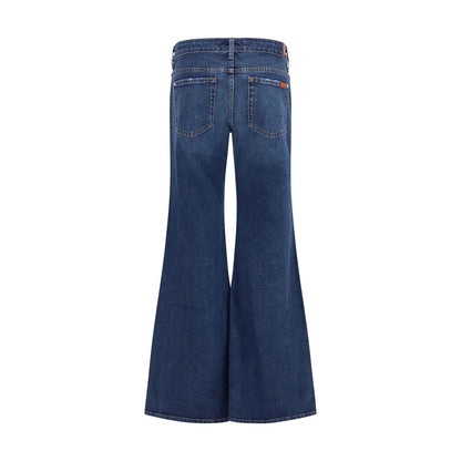 Blue Cotton Flared Jeans