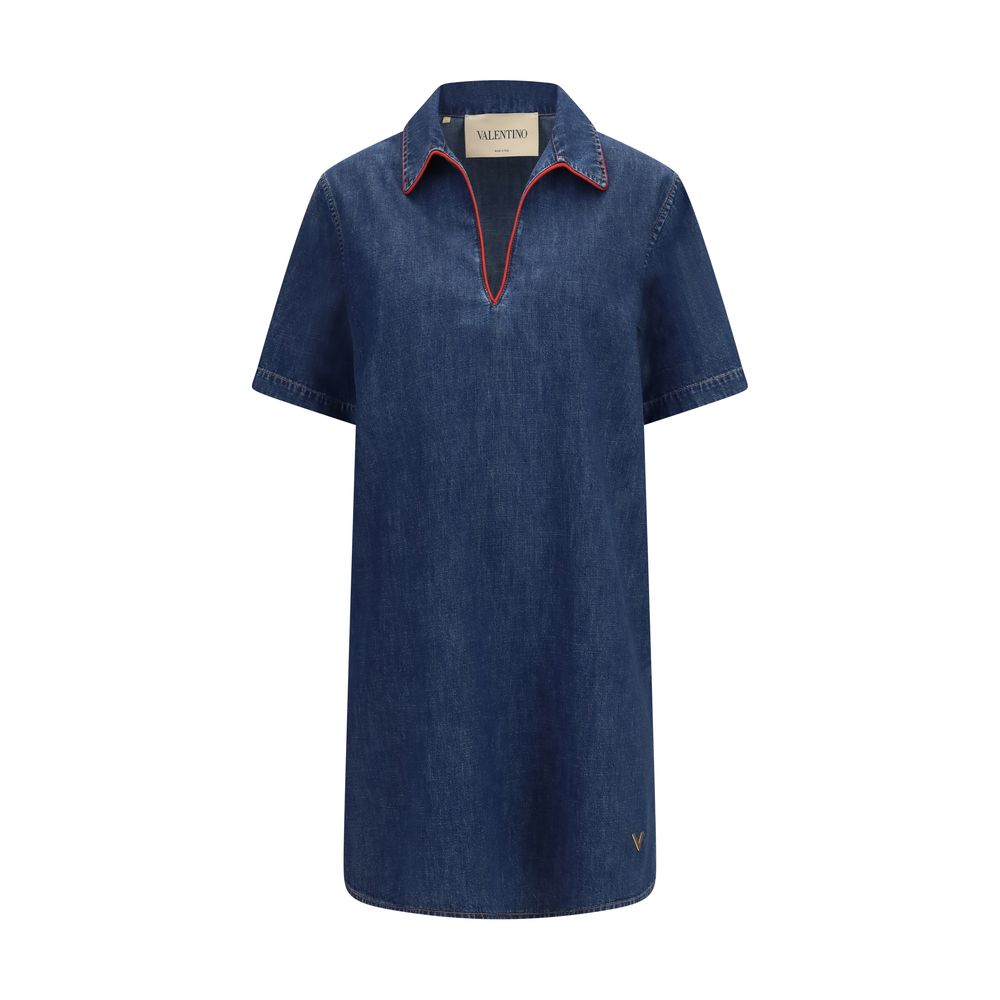 Blue Cotton Casual Dress