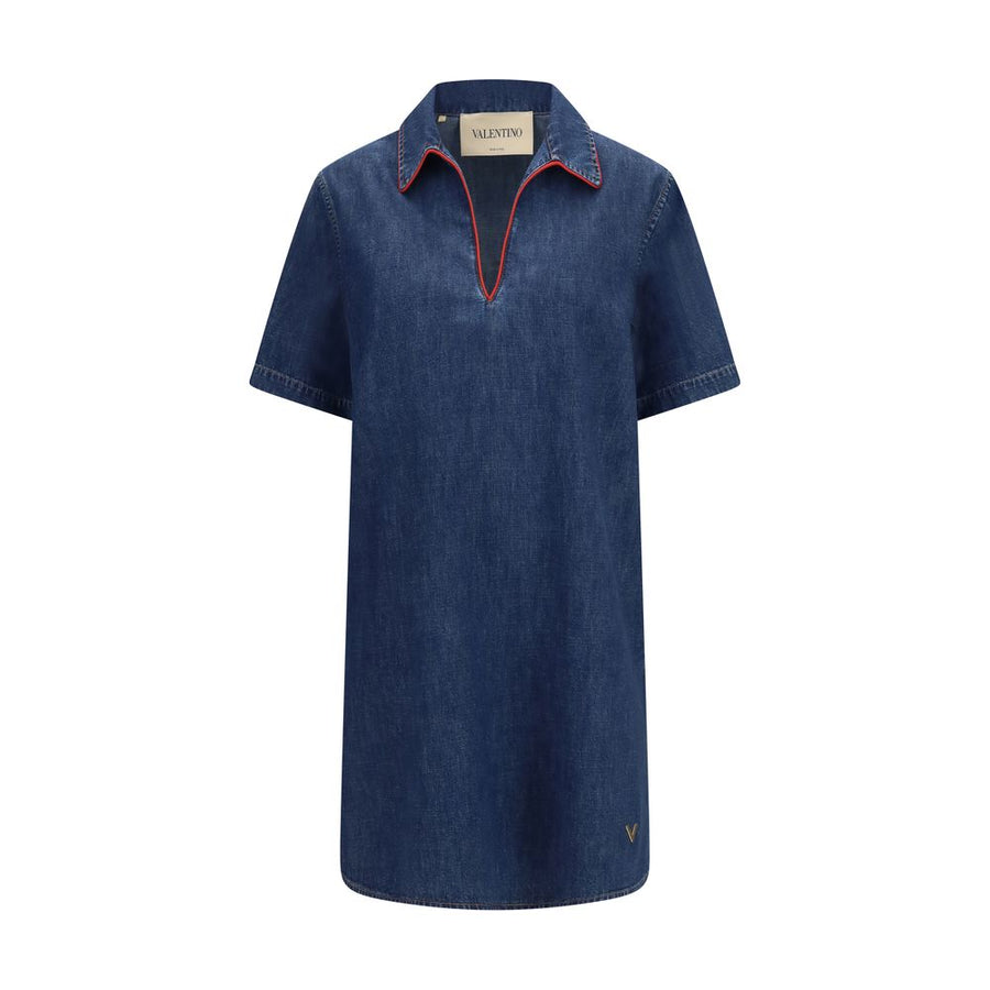 Blue Cotton Casual Dress