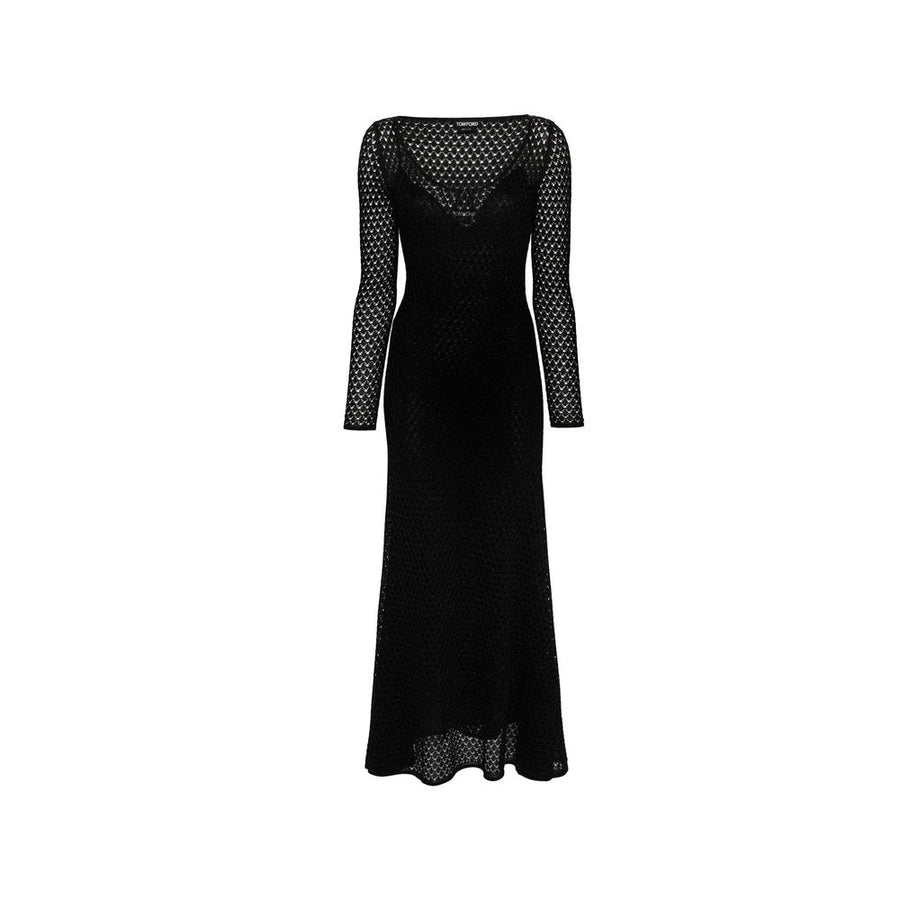 Black Metallic Fibre Casual Dress