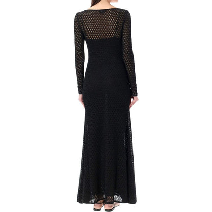 Black Metallic Fibre Casual Dress