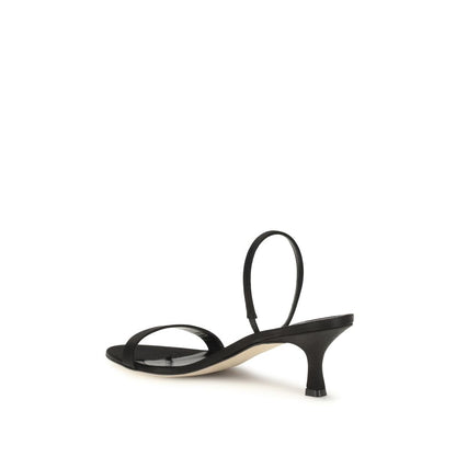 Black Calf Leather Bos Taurus Stiletto Heel Sandals
