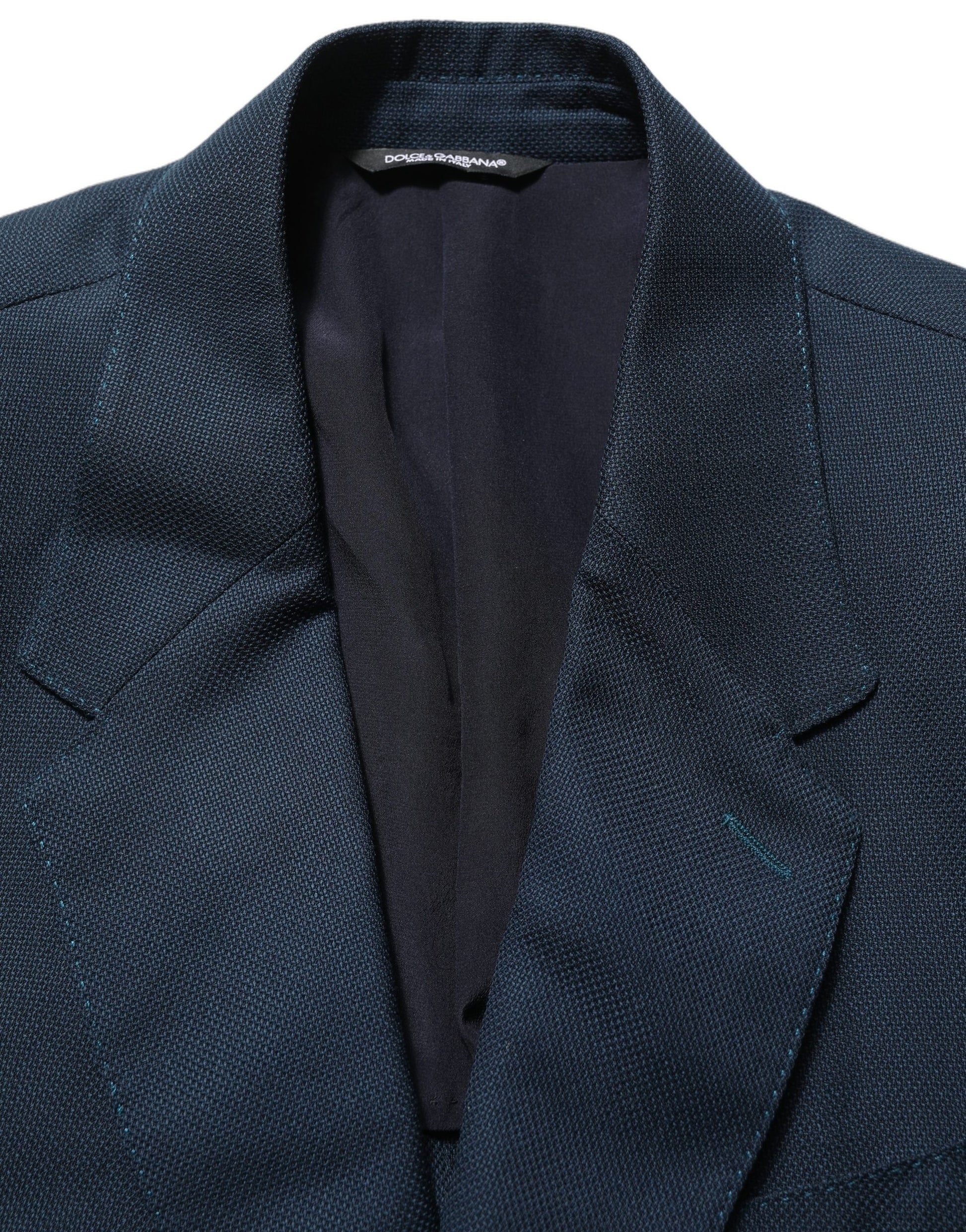 Blue Wool Logo Single Breasted Coat Blazer