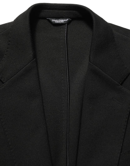 Black Logo Crest SingleBreasted Coat Blazer