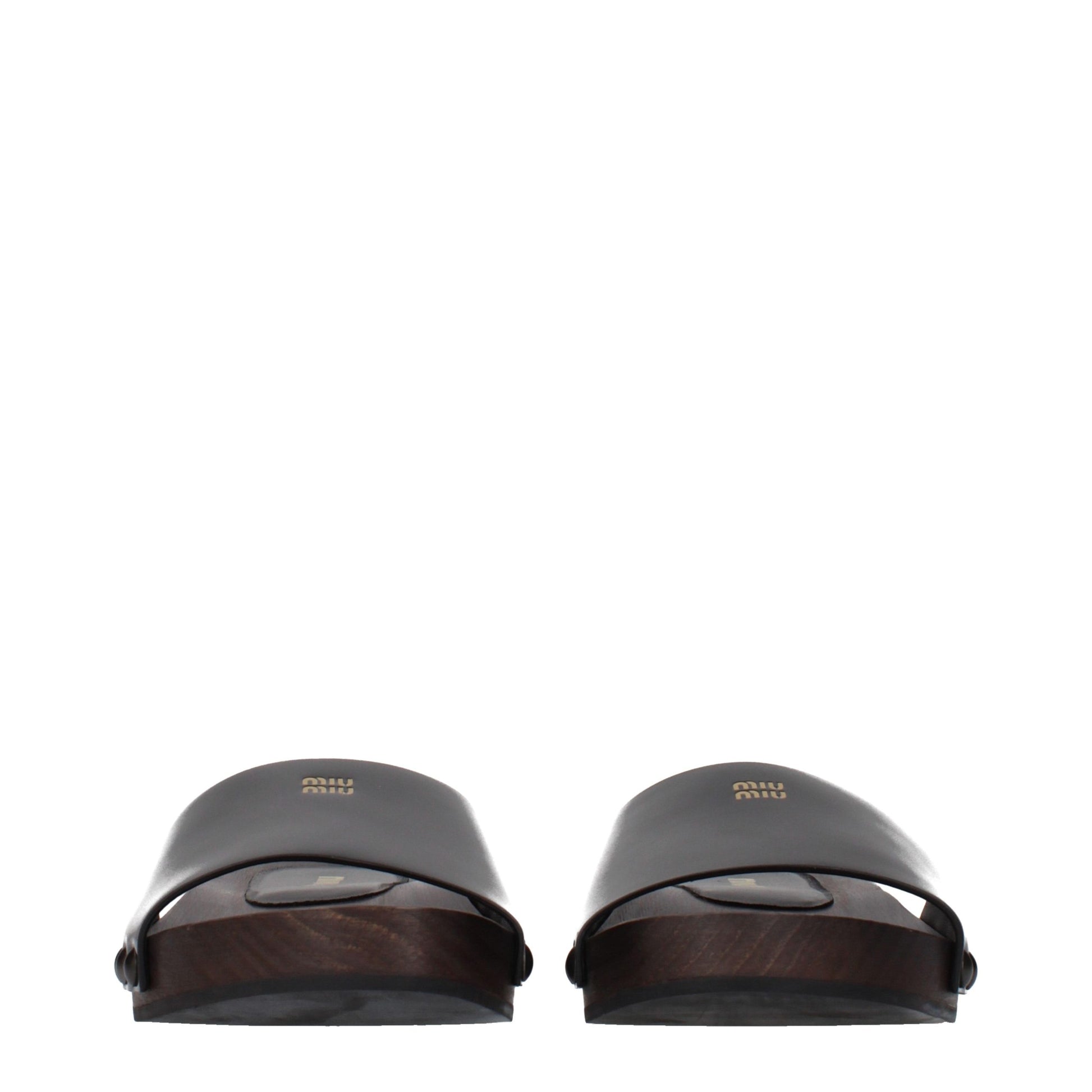 Black Leather Slippers
