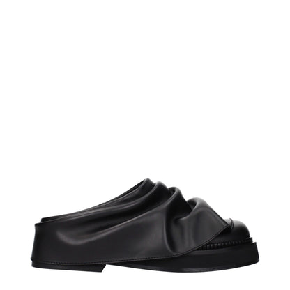 Black Leather Slippers