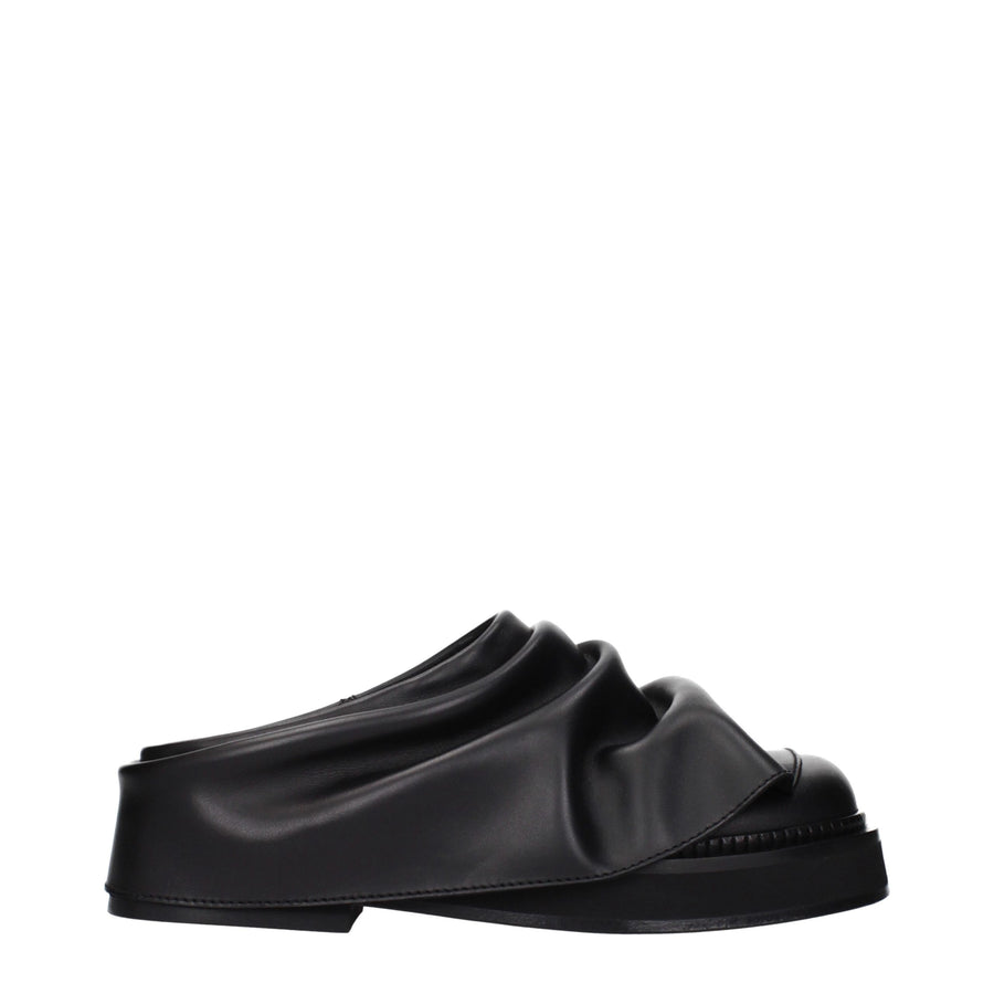 Black Leather Slippers
