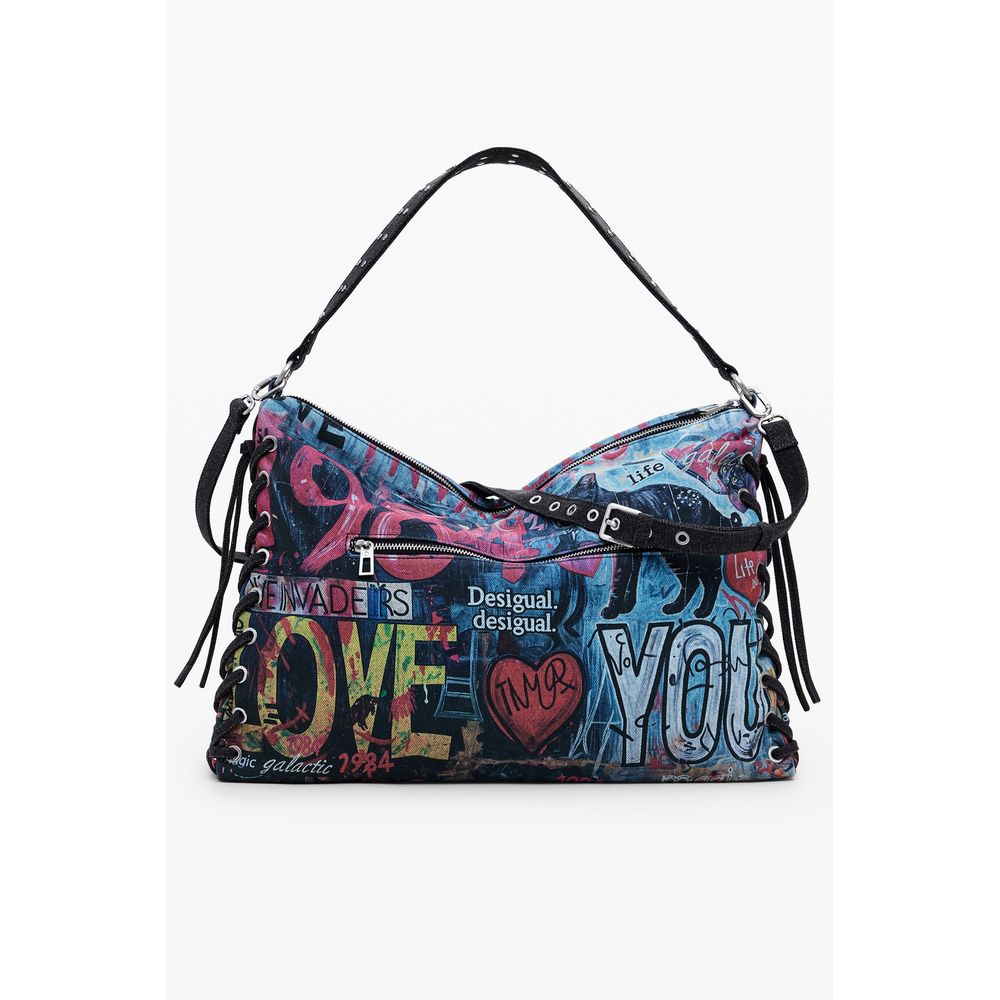 Blue Cotton Women Handbag