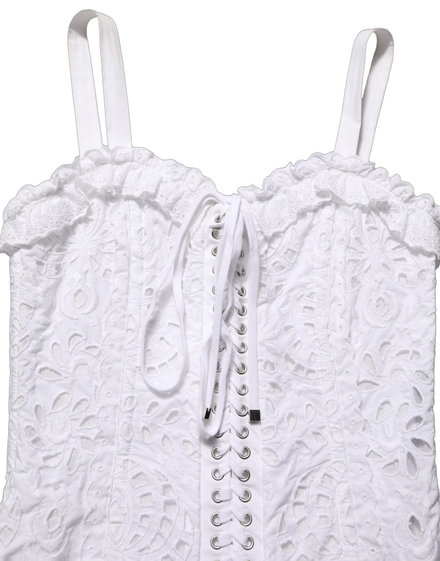 White Broderie Anglaise Cotton Mini Dress