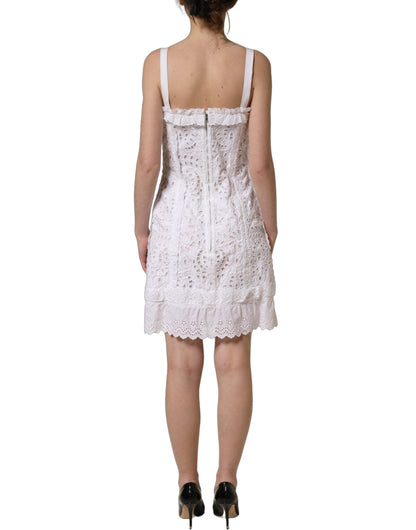 White Broderie Anglaise Cotton Mini Dress