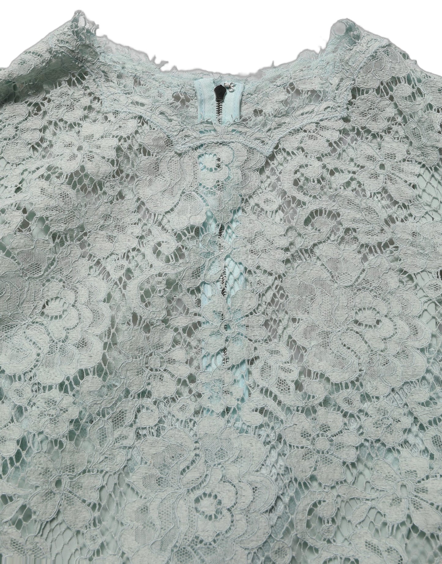 Mint Green Lace Sleeveless Knee Length Dress