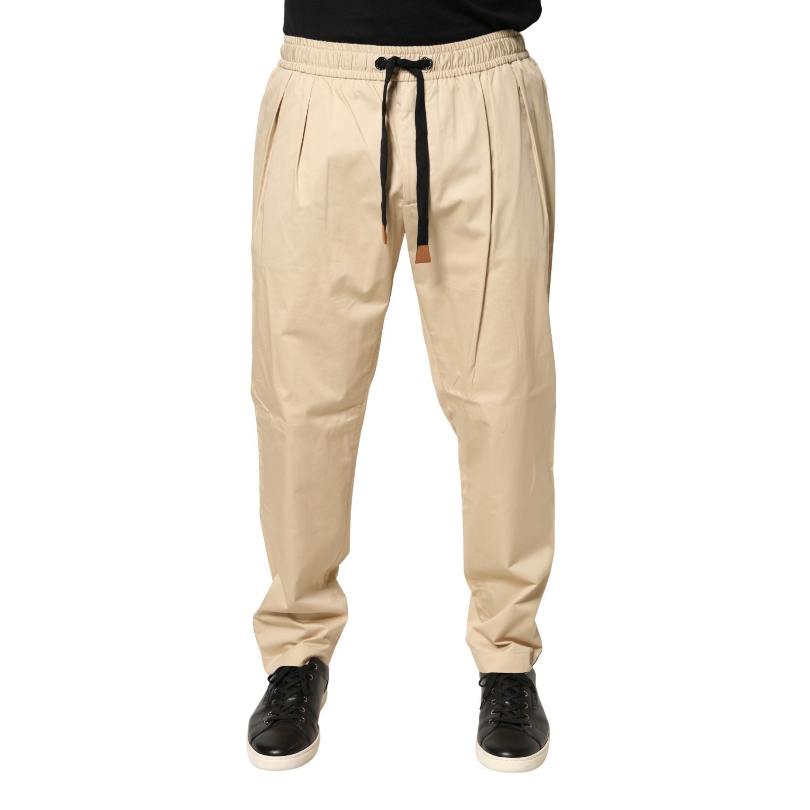 Beige Cotton Skinny Men Jogger Trouser Pants