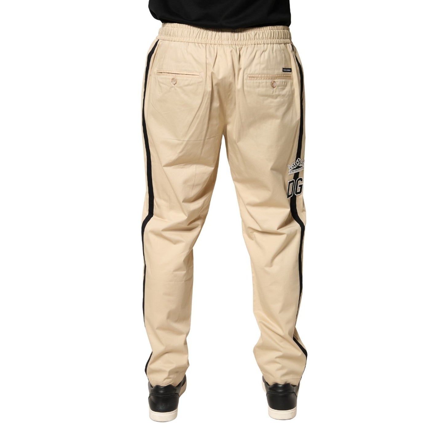 Beige Cotton Skinny Men Jogger Trouser Pants