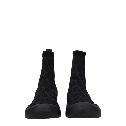 Black Fabric High Top Sneakers