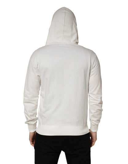 White Cotton Hooded Sweatshirt Sweater