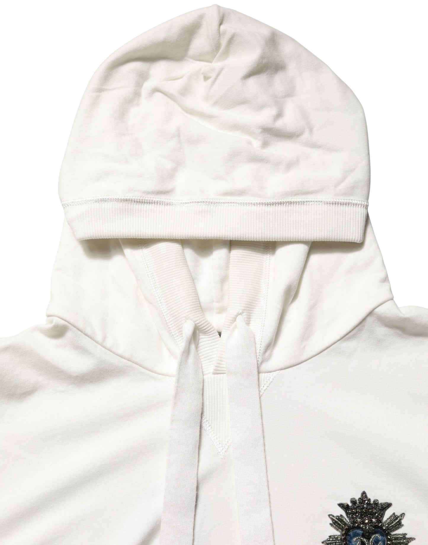 White Cotton Hooded Sweatshirt Sweater