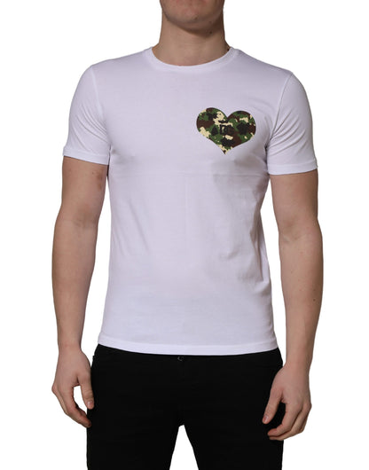 White Heart Shaped Camouflage Patch Men T-shirt