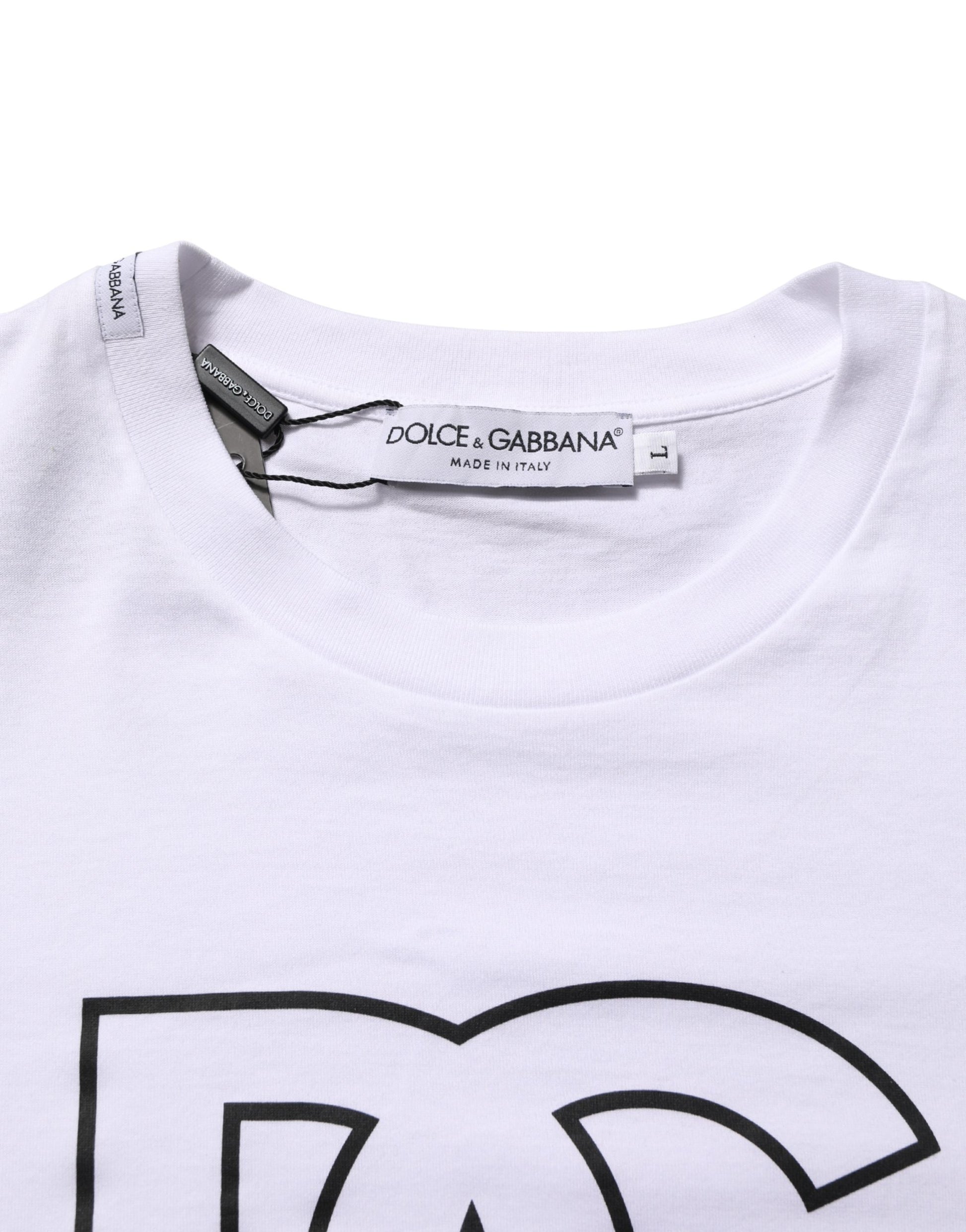 White DG Logo Print Short Sleeves Men T-shirt