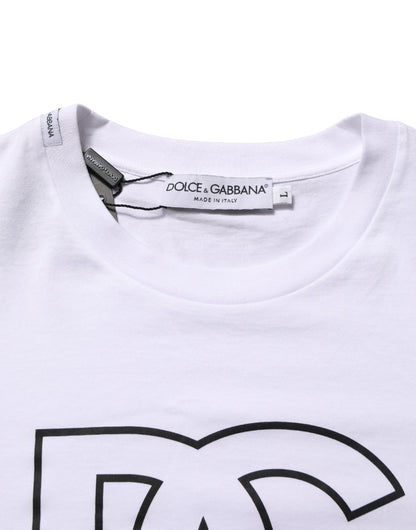White DG Logo Print Short Sleeves Men T-shirt