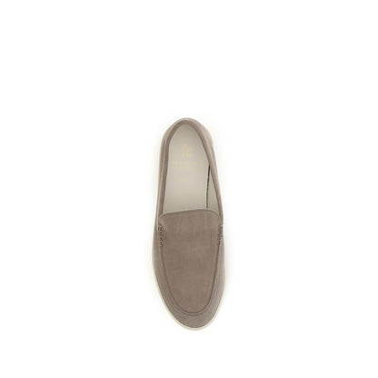Gray Calf Leather Bos Taurus Slip-On Loafers