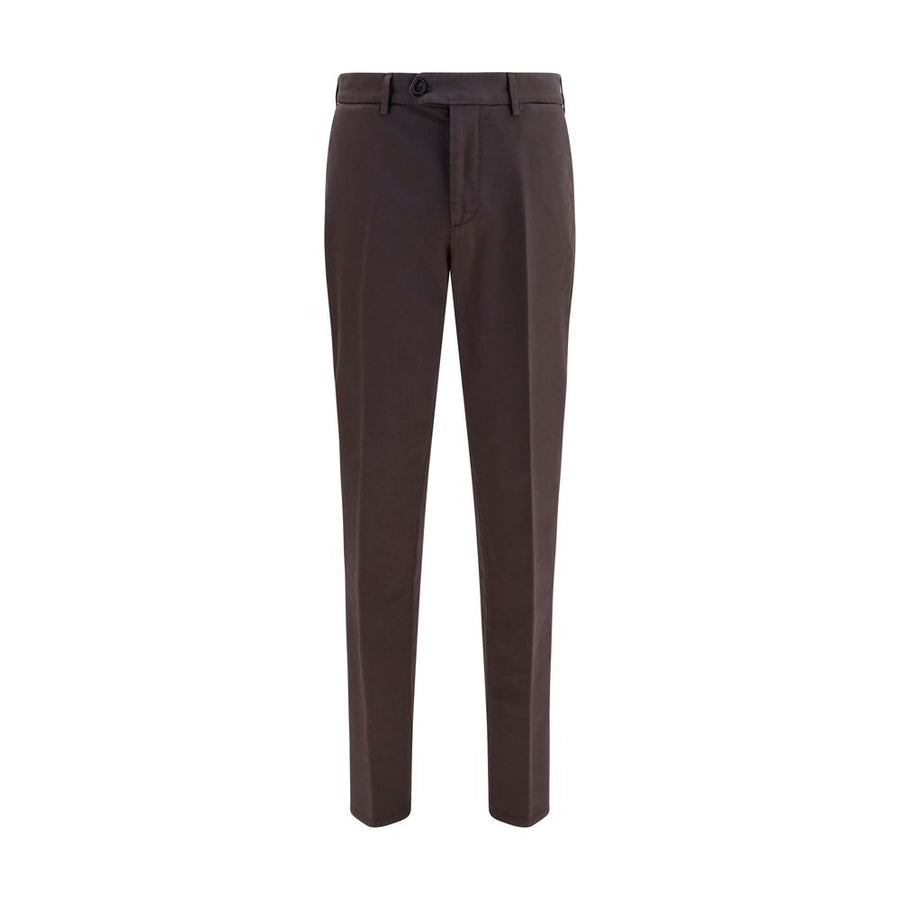 Brown Cotton Casual Pants