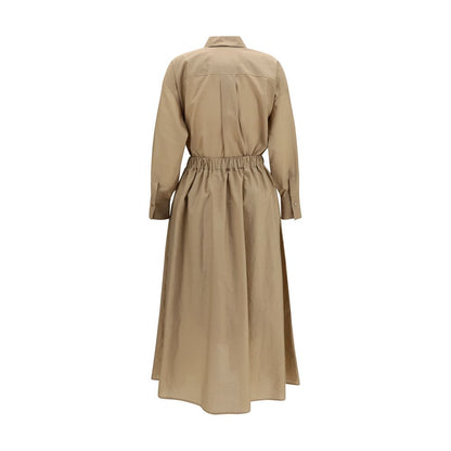Beige Cotton Casual Dress