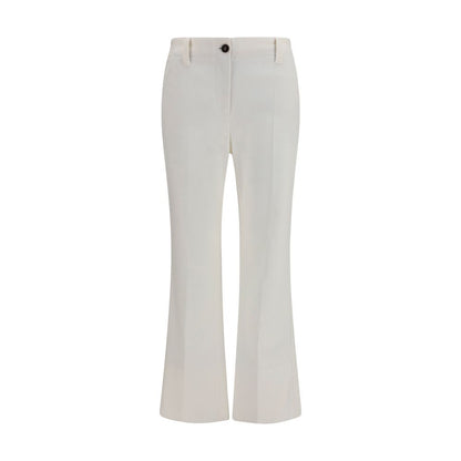 White Cotton Flared Pants