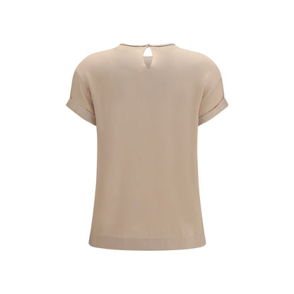 Beige Elastane Blouse