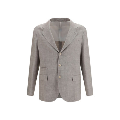Beige Linen Full-Length Jacket