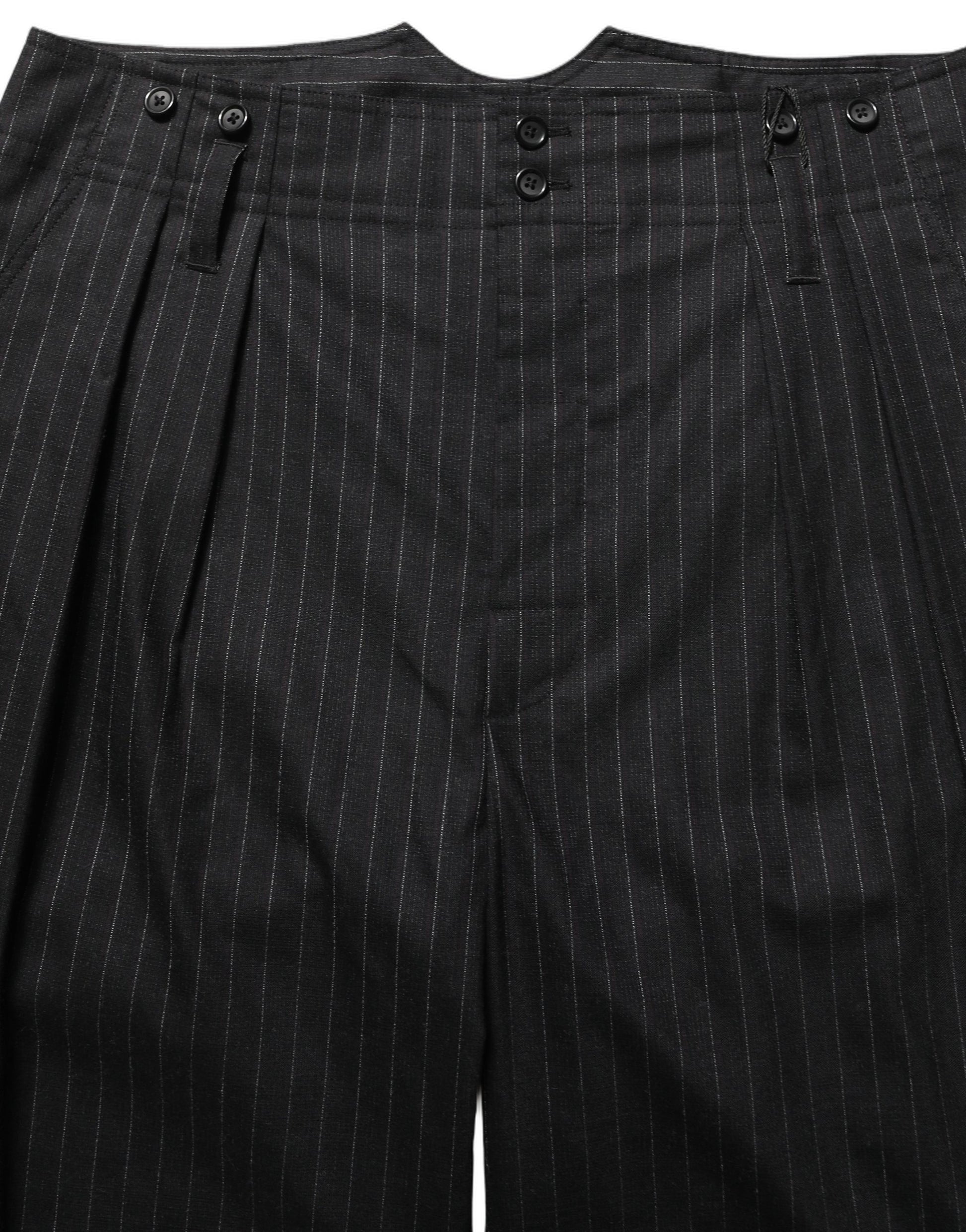 Black Pinstripe Wool Men Dress Trouser Pants