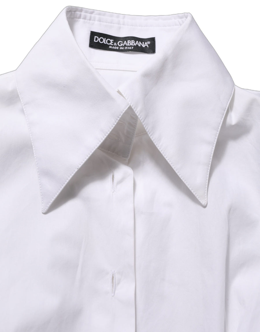 White Collared Long Sleeves Dress Shirt Top