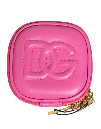 Pink Lamb Leather Embossed Logo Holder Airpod Case