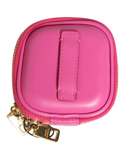 Pink Lamb Leather Embossed Logo Holder Airpod Case